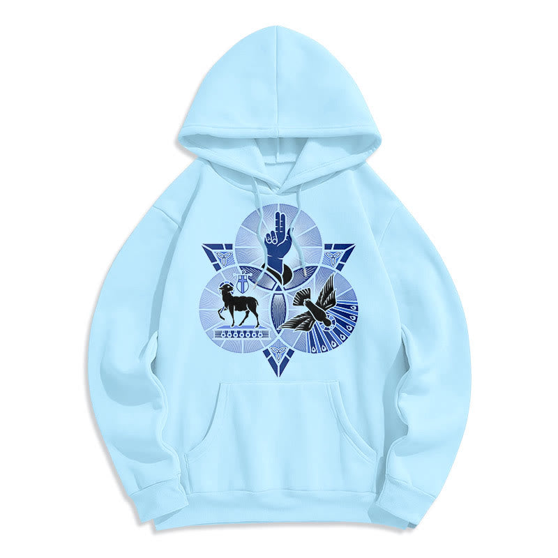 Christianartworkshop Modern Style St. Benedict Lamb Of God Dove Fleece Lined Polyester Hoodie - Blue - 2XL - image 26