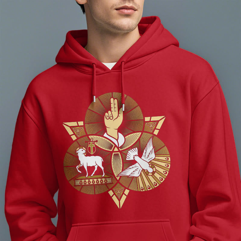Christianartworkshop Modern Style St. Benedict Lamb Of God Dove Fleece Lined Polyester Hoodie - image 39