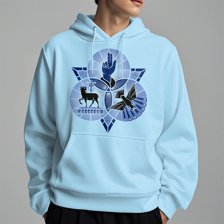 Christianartworkshop Modern Style St. Benedict Lamb Of God Dove Fleece Lined Polyester Hoodie - image 29