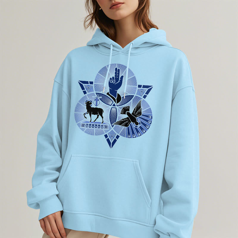 Christianartworkshop Modern Style St. Benedict Lamb Of God Dove Fleece Lined Polyester Hoodie - image 28