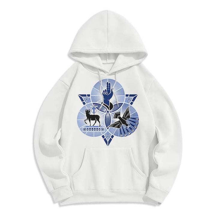 Christianartworkshop Modern Style St. Benedict Lamb Of God Dove Fleece Lined Polyester Hoodie - White - 2XL - image 6