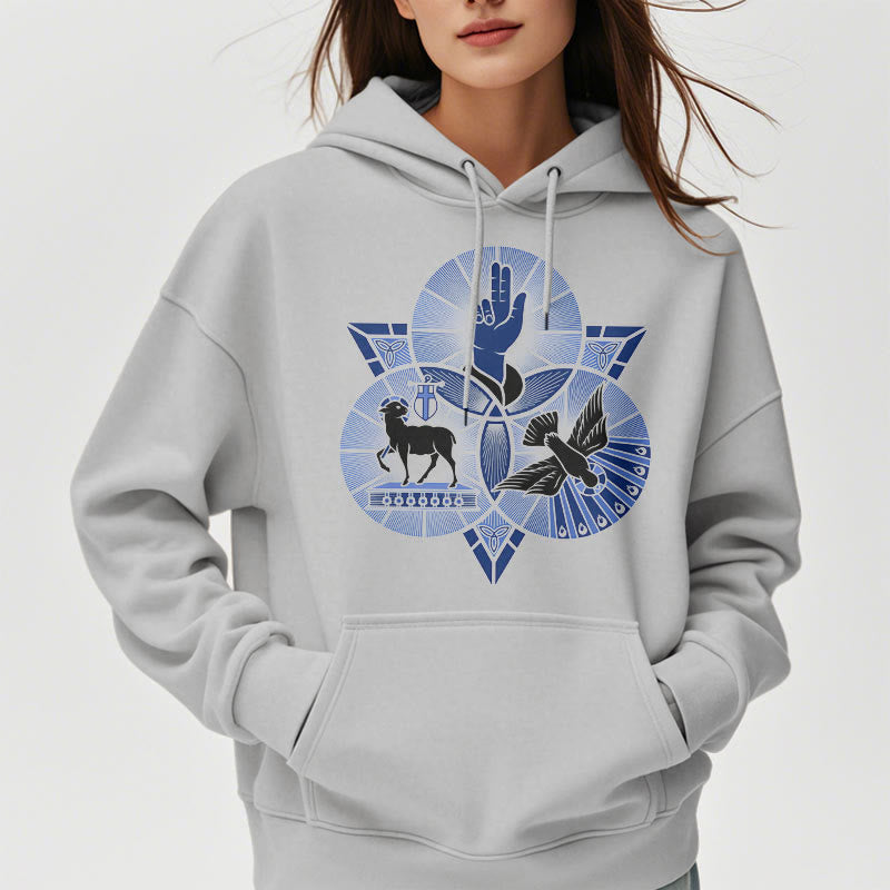 Christianartworkshop Modern Style St. Benedict Lamb Of God Dove Fleece Lined Polyester Hoodie - image 33