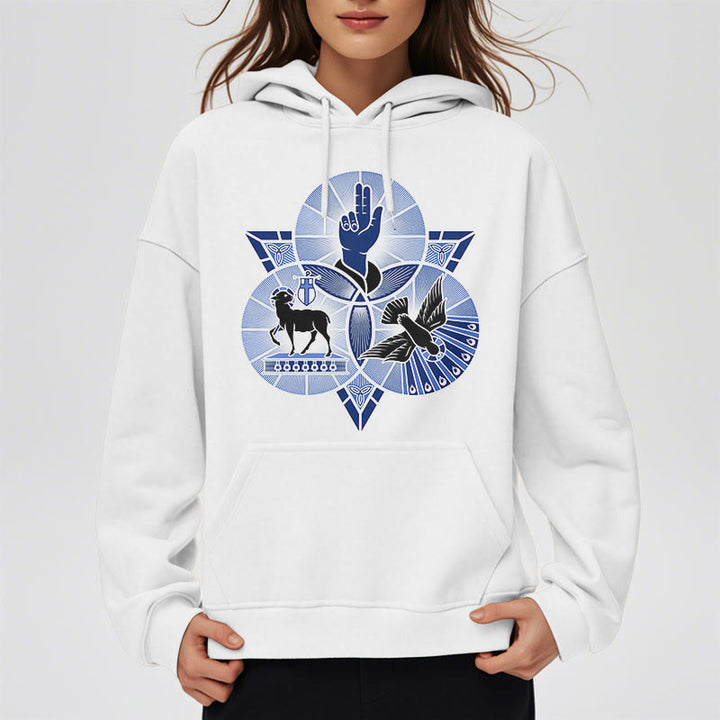 Christianartworkshop Modern Style St. Benedict Lamb Of God Dove Fleece Lined Polyester Hoodie - image 8