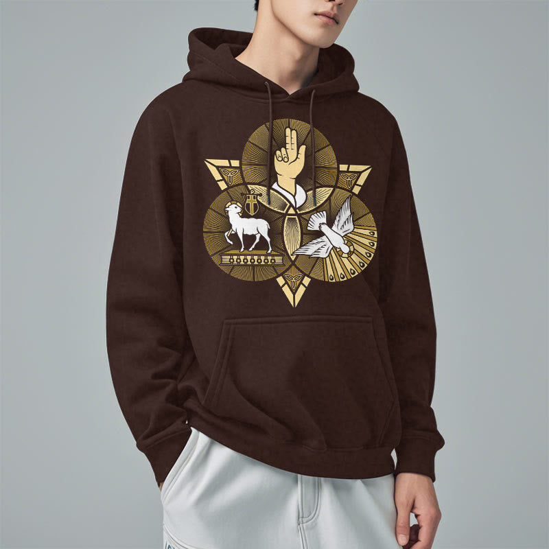 Christianartworkshop Modern Style St. Benedict Lamb Of God Dove Fleece Lined Polyester Hoodie - image 18