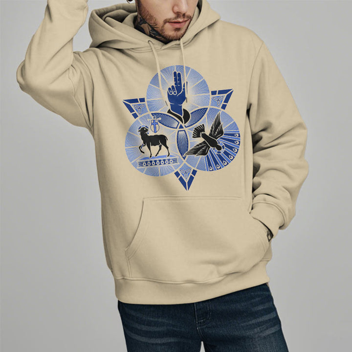 Christianartworkshop Modern Style St. Benedict Lamb Of God Dove Fleece Lined Polyester Hoodie - image 14
