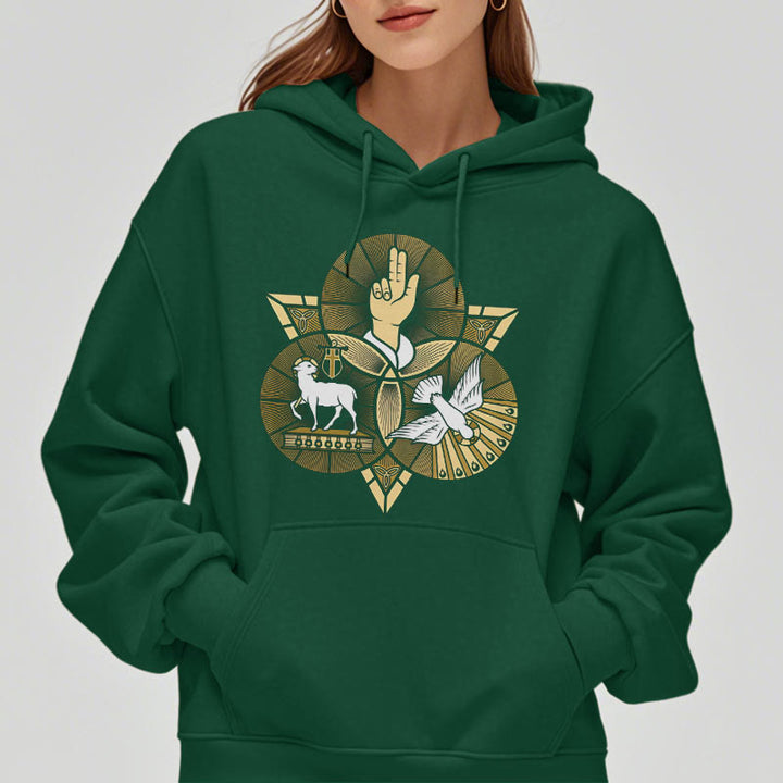 Christianartworkshop Modern Style St. Benedict Lamb Of God Dove Fleece Lined Polyester Hoodie - image 23