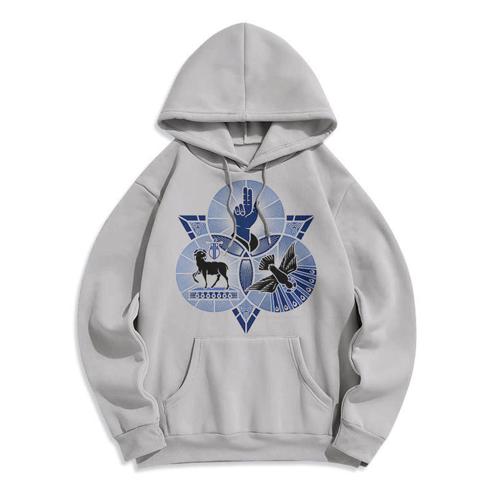 Christianartworkshop Modern Style St. Benedict Lamb Of God Dove Fleece Lined Polyester Hoodie - Grey - 2XL - image 31