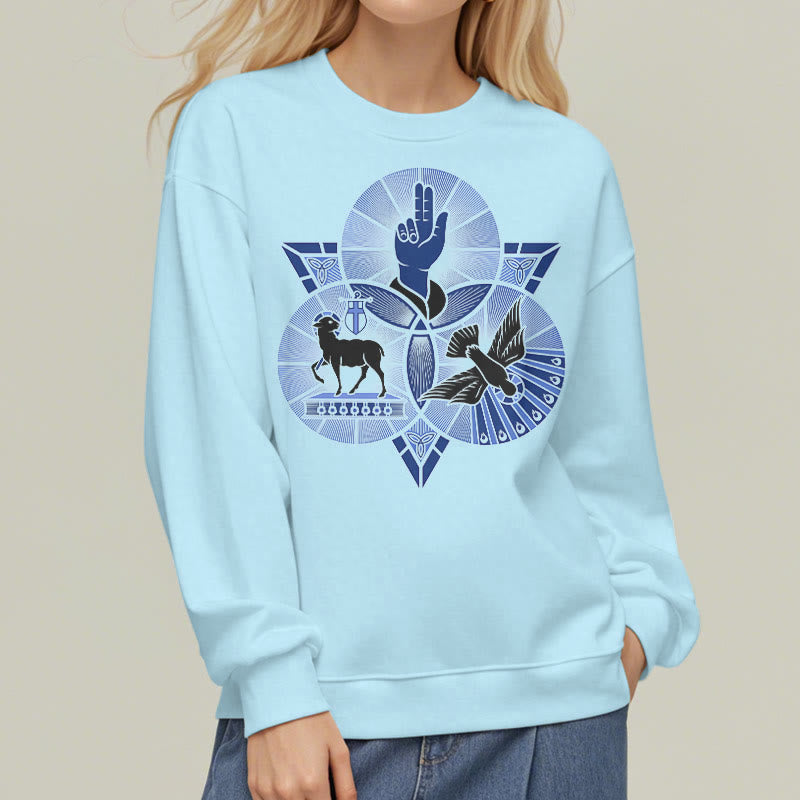 Christianartworkshop Modern Style St. Benedict Lamb Of God Dove Fleece Lined Polyester Sweatshirt - image 27