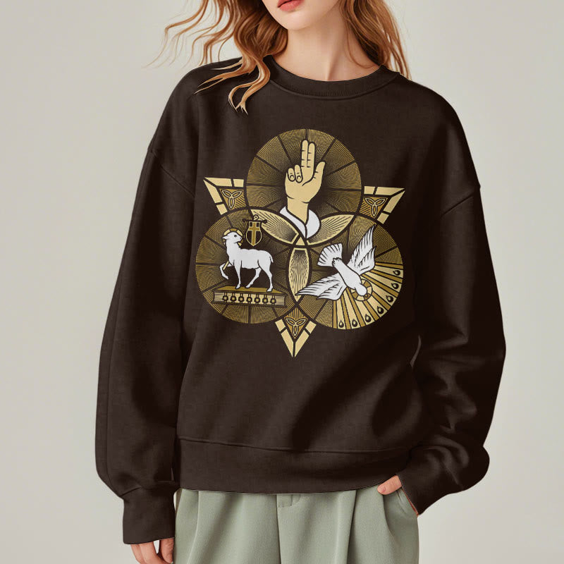 Christianartworkshop Modern Style St. Benedict Lamb Of God Dove Fleece Lined Polyester Sweatshirt - image 18