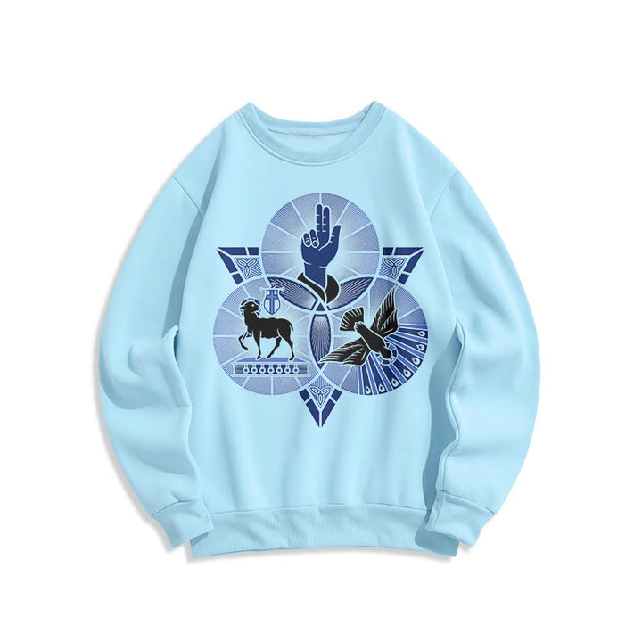 Christianartworkshop Modern Style St. Benedict Lamb Of God Dove Fleece Lined Polyester Sweatshirt - Blue - 2XL - image 26
