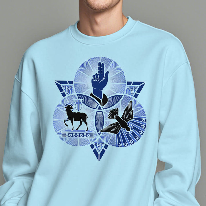 Christianartworkshop Modern Style St. Benedict Lamb Of God Dove Fleece Lined Polyester Sweatshirt - image 29