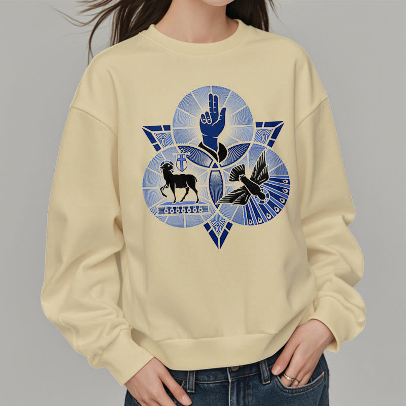 Christianartworkshop Modern Style St. Benedict Lamb Of God Dove Fleece Lined Polyester Sweatshirt - image 13