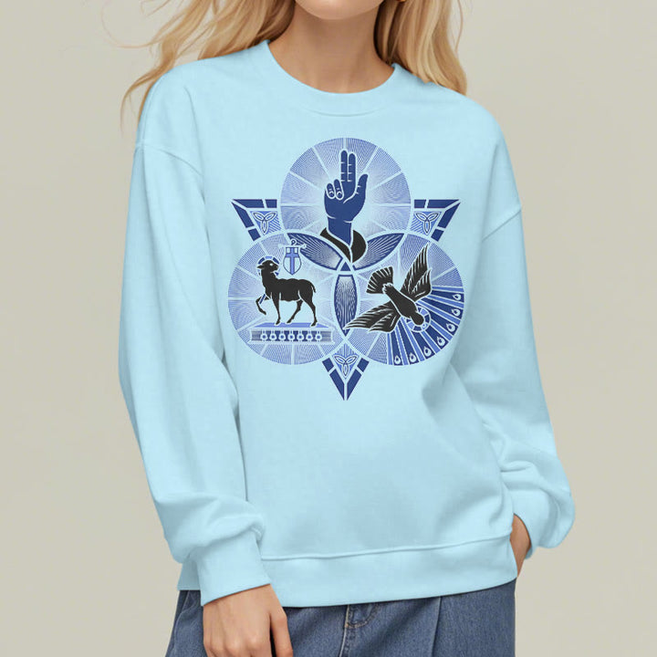 Christianartworkshop Modern Style St. Benedict Lamb Of God Dove Fleece Lined Polyester Sweatshirt - image 28