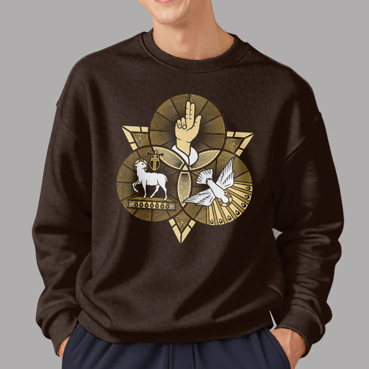 Christianartworkshop Modern Style St. Benedict Lamb Of God Dove Fleece Lined Polyester Sweatshirt - image 19