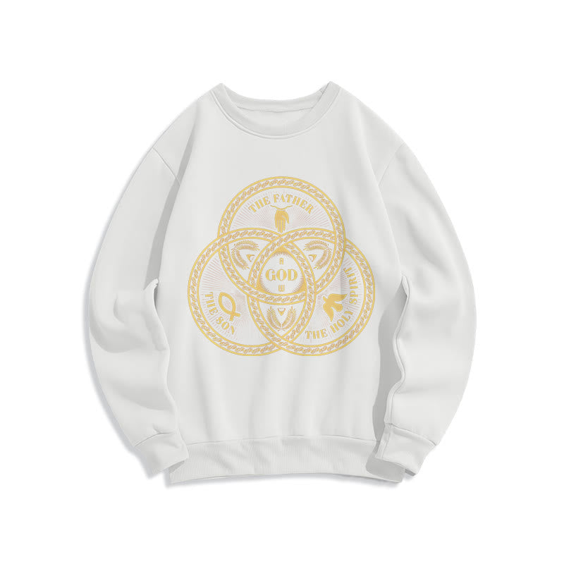 Christianartworkshop Classic Style Sacred Trinity Unity Fleece Lined Polyester Sweatshirt - White - 2XL - image 6