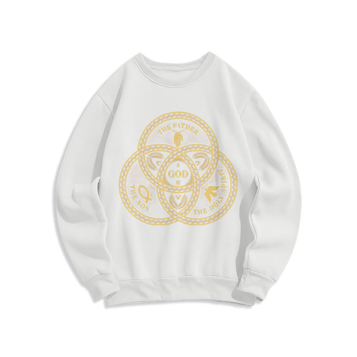 Christianartworkshop Classic Style Sacred Trinity Unity Fleece Lined Polyester Sweatshirt - White - 2XL - image 6