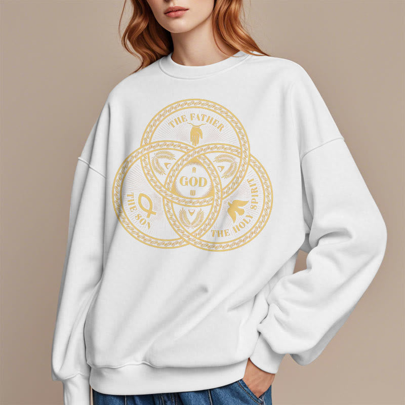 Christianartworkshop Classic Style Sacred Trinity Unity Fleece Lined Polyester Sweatshirt - image 8