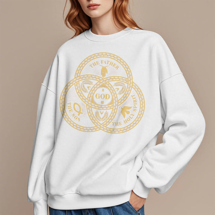 Christianartworkshop Classic Style Sacred Trinity Unity Fleece Lined Polyester Sweatshirt - image 8