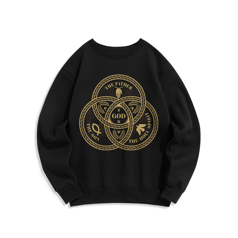 Christianartworkshop Classic Style Sacred Trinity Unity Fleece Lined Polyester Sweatshirt - Black - 2XL - image 1