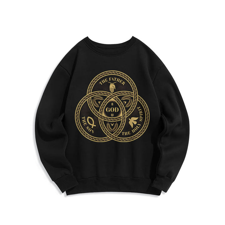 Christianartworkshop Classic Style Sacred Trinity Unity Fleece Lined Polyester Sweatshirt - Black - 2XL - image 1