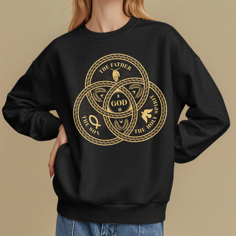 Christianartworkshop Classic Style Sacred Trinity Unity Fleece Lined Polyester Sweatshirt - image 2