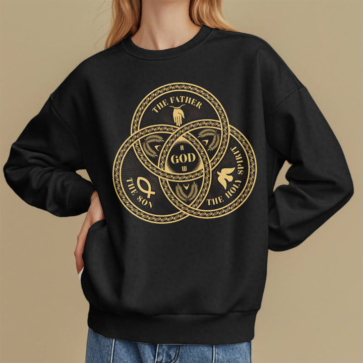 Christianartworkshop Classic Style Sacred Trinity Unity Fleece Lined Polyester Sweatshirt - image 2