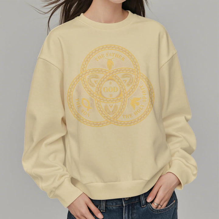 Christianartworkshop Classic Style Sacred Trinity Unity Fleece Lined Polyester Sweatshirt - image 13