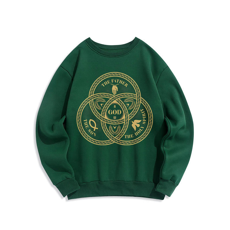 Christianartworkshop Classic Style Sacred Trinity Unity Fleece Lined Polyester Sweatshirt - Green - 2XL - image 21