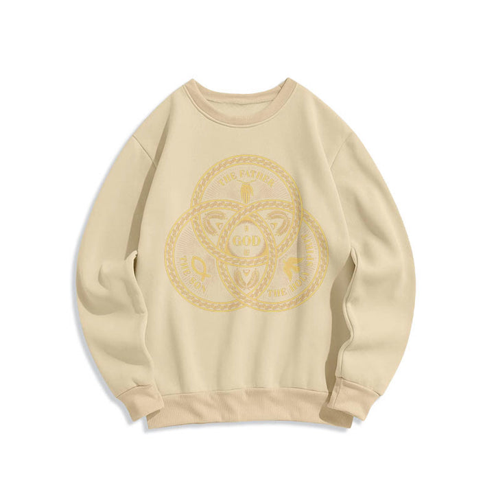 Christianartworkshop Classic Style Sacred Trinity Unity Fleece Lined Polyester Sweatshirt - Beige - 2XL - image 11