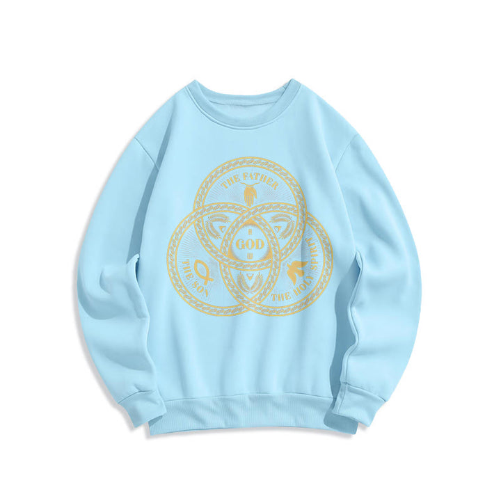 Christianartworkshop Classic Style Sacred Trinity Unity Fleece Lined Polyester Sweatshirt - Blue - 2XL - image 25