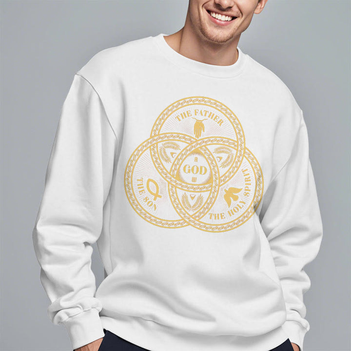 Christianartworkshop Classic Style Sacred Trinity Unity Fleece Lined Polyester Sweatshirt - image 9