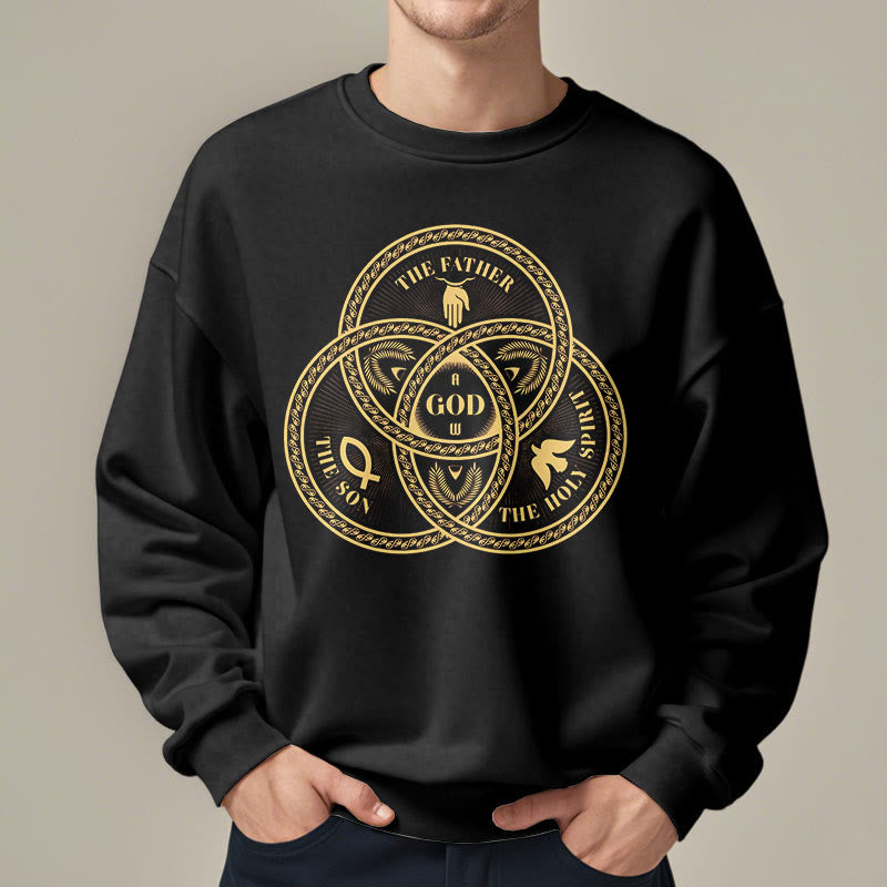 Christianartworkshop Classic Style Sacred Trinity Unity Fleece Lined Polyester Sweatshirt - image 3