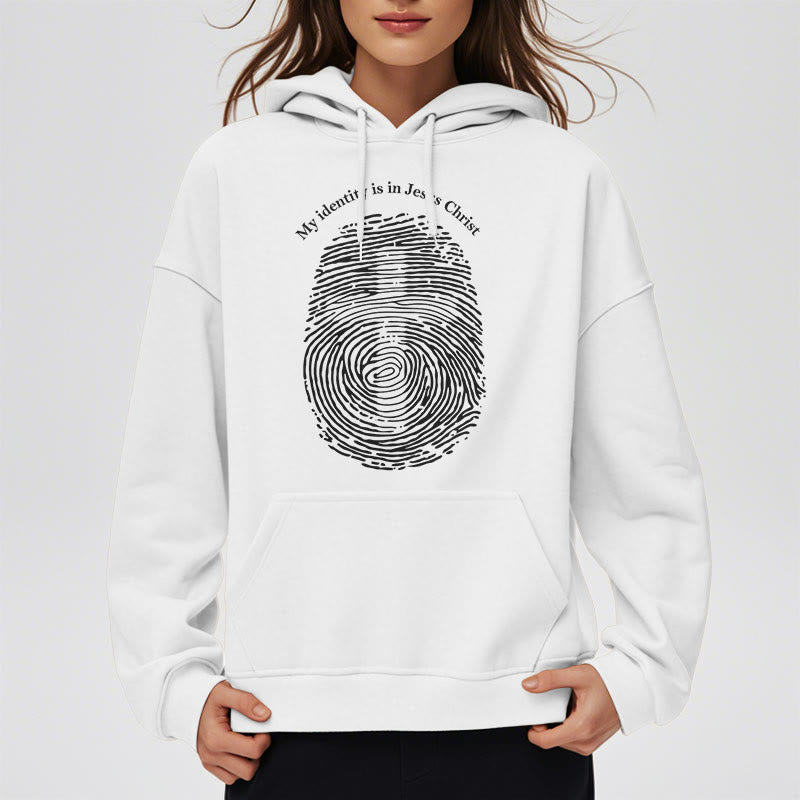 Christianartworkshop Classic Style My Identity Is In Jesus Christ Cross Fleece Lined Polyester Hoodie - image 3