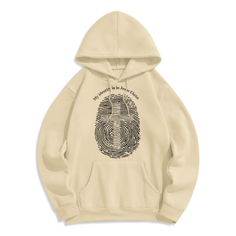 Christianartworkshop Classic Style My Identity Is In Jesus Christ Cross Fleece Lined Polyester Hoodie - Beige - 2XL - image 11
