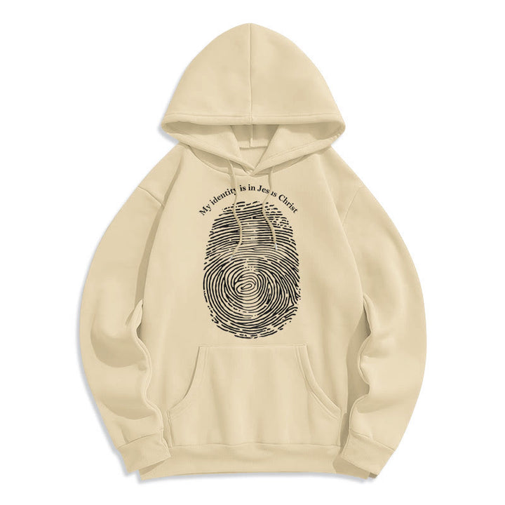 Christianartworkshop Classic Style My Identity Is In Jesus Christ Cross Fleece Lined Polyester Hoodie - Beige - 2XL - image 11
