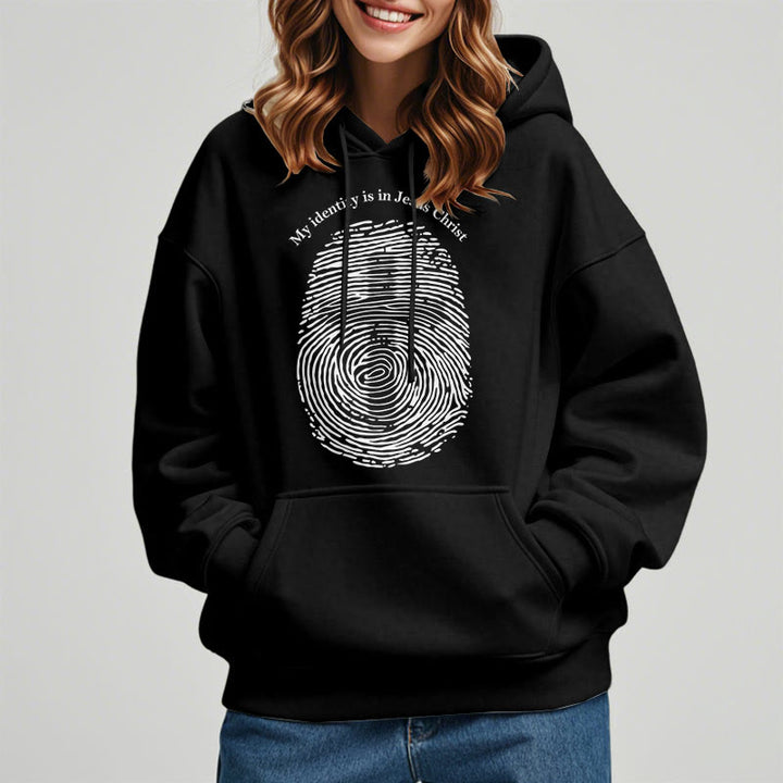 Christianartworkshop Classic Style My Identity Is In Jesus Christ Cross Fleece Lined Polyester Hoodie - image 9