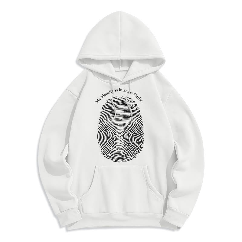 Christianartworkshop Classic Style My Identity Is In Jesus Christ Cross Fleece Lined Polyester Hoodie - White - 2XL - image 0