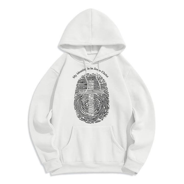 Christianartworkshop Classic Style My Identity Is In Jesus Christ Cross Fleece Lined Polyester Hoodie - White - 2XL - image 1