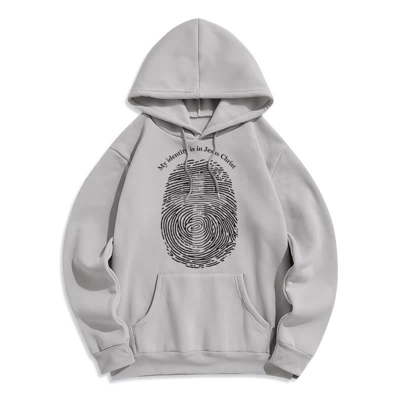 Christianartworkshop Classic Style My Identity Is In Jesus Christ Cross Fleece Lined Polyester Hoodie - Grey - 2XL - image 30