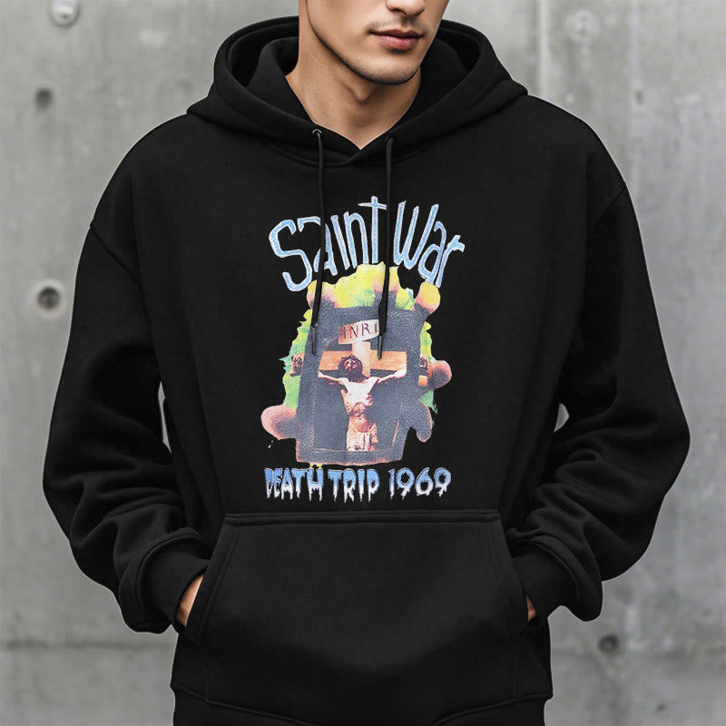 Christianartworkshop Modern Colored Style Saint War Fleece Lined Polyester Hoodie - image 2