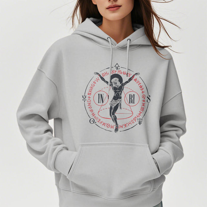 Christianartworkshop Classic Style Sacred INRI Crucifix Faith Fleece Lined Polyester Hoodie - image 34