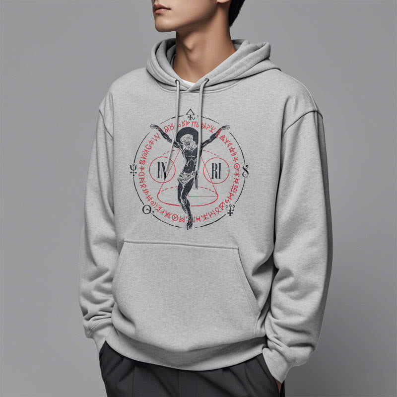 Christianartworkshop Classic Style Sacred INRI Crucifix Faith Fleece Lined Polyester Hoodie - image 33