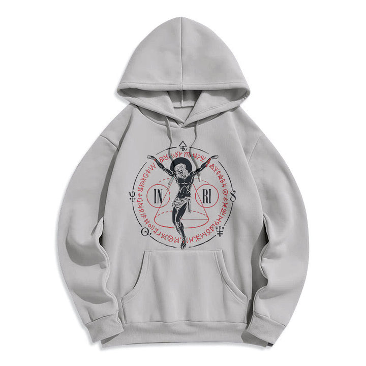 Christianartworkshop Classic Style Sacred INRI Crucifix Faith Fleece Lined Polyester Hoodie - Grey - 2XL - image 31