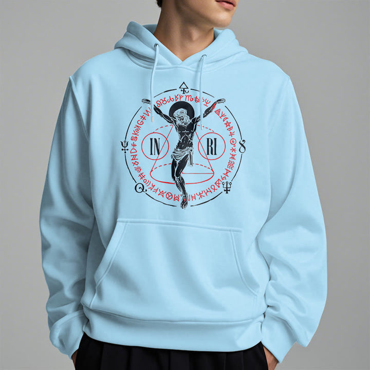 Christianartworkshop Classic Style Sacred INRI Crucifix Faith Fleece Lined Polyester Hoodie - image 28