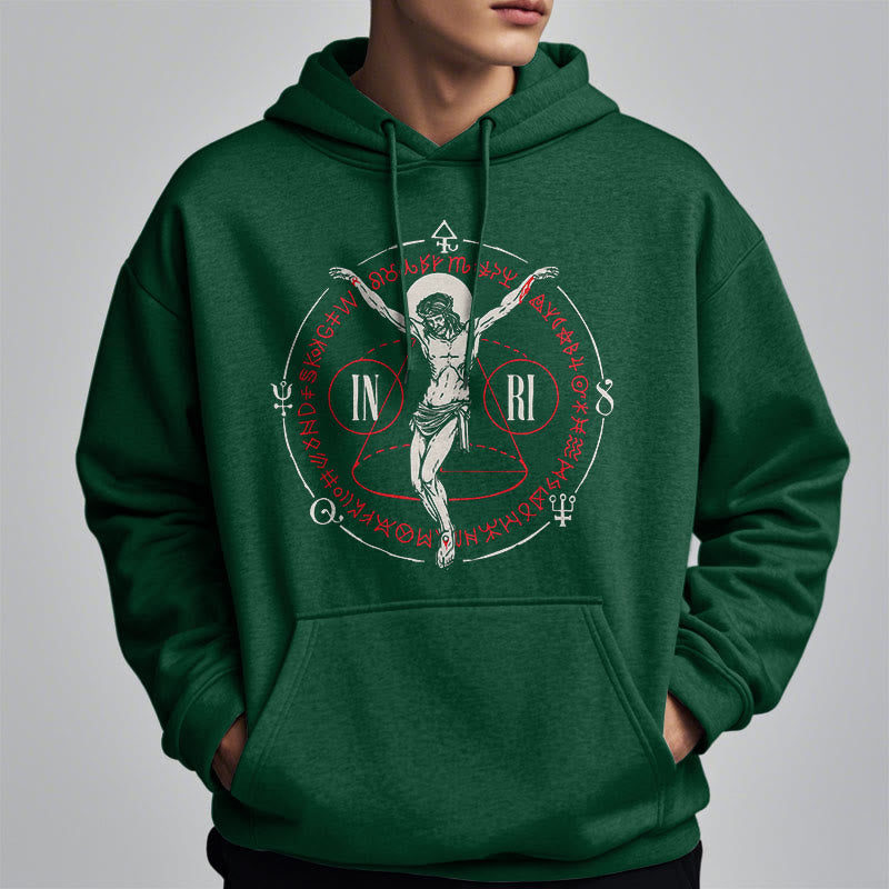Christianartworkshop Classic Style Sacred INRI Crucifix Faith Fleece Lined Polyester Hoodie - image 24