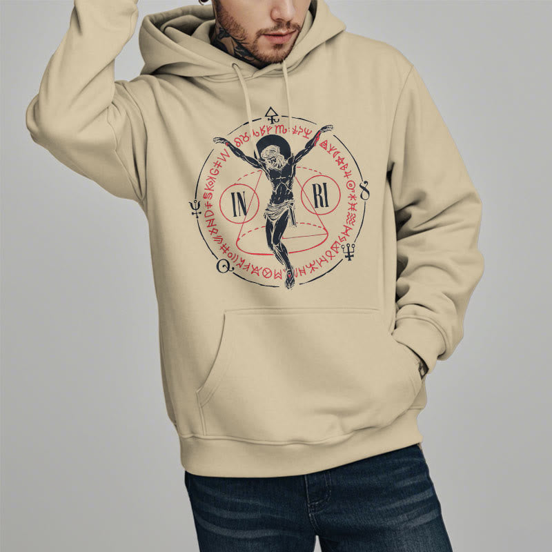 Christianartworkshop Classic Style Sacred INRI Crucifix Faith Fleece Lined Polyester Hoodie - image 13