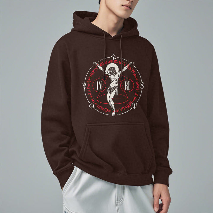 Christianartworkshop Classic Style Sacred INRI Crucifix Faith Fleece Lined Polyester Hoodie - image 18