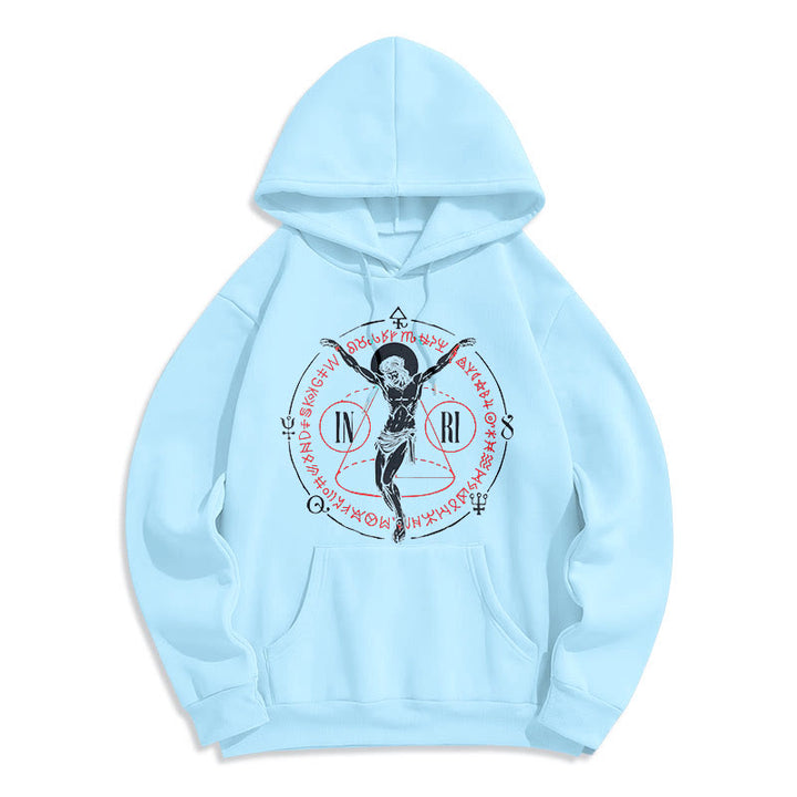 Christianartworkshop Classic Style Sacred INRI Crucifix Faith Fleece Lined Polyester Hoodie - Blue - 2XL - image 26