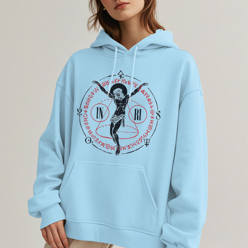 Christianartworkshop Classic Style Sacred INRI Crucifix Faith Fleece Lined Polyester Hoodie - image 29