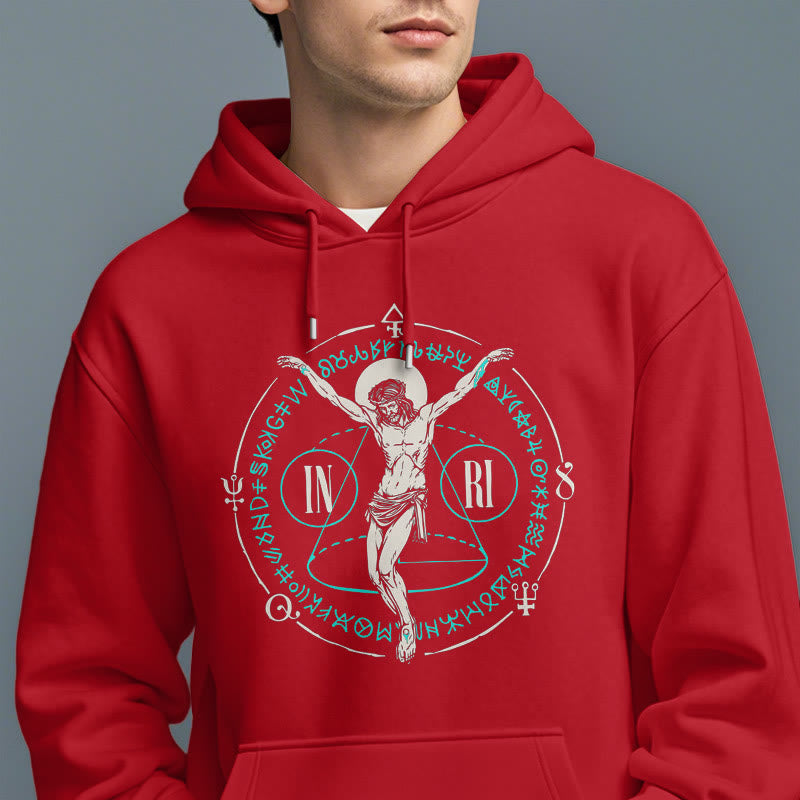 Christianartworkshop Classic Style Sacred INRI Crucifix Faith Fleece Lined Polyester Hoodie - image 39